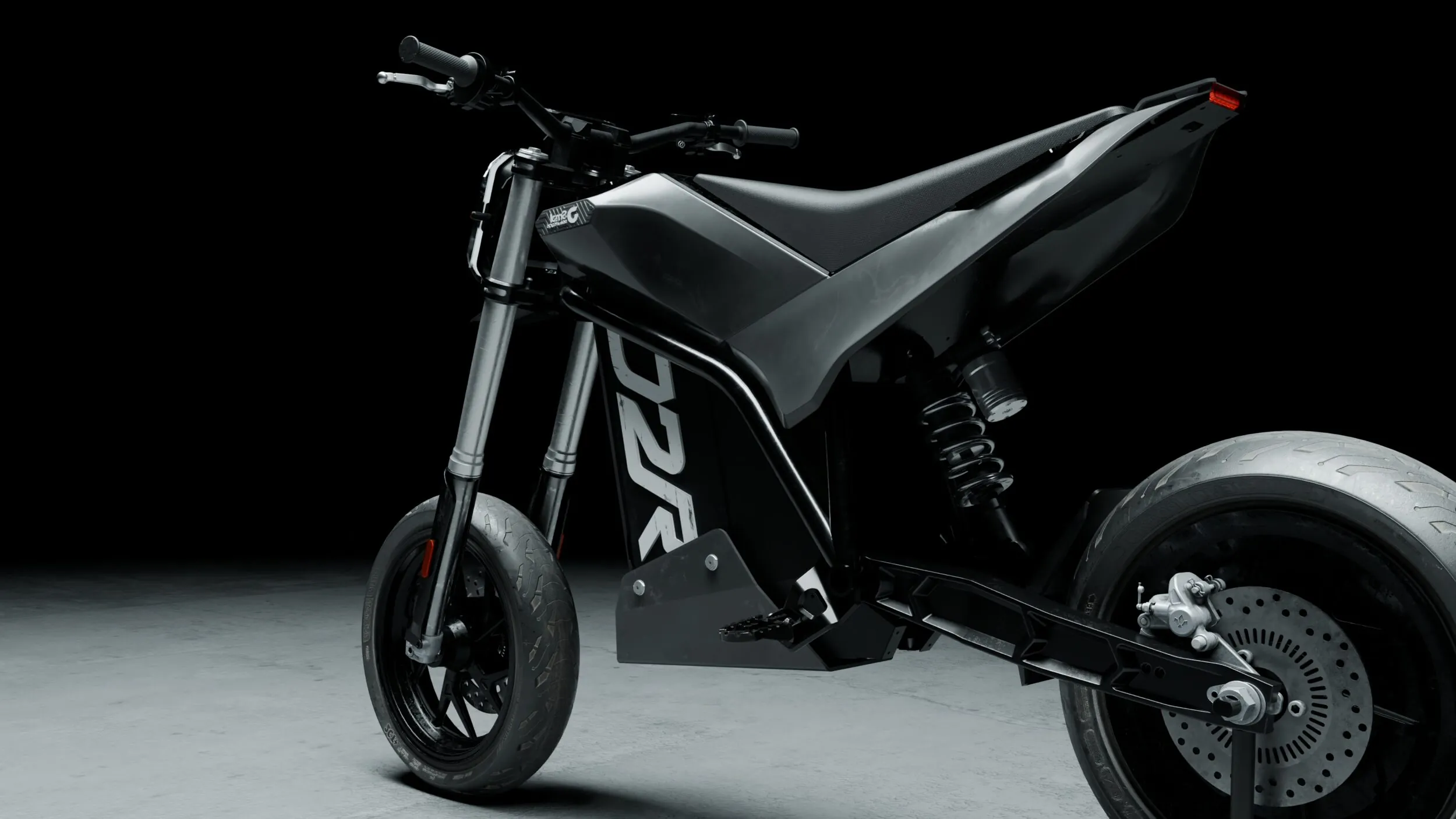Moto électrique française J2R Smol - vue avant trois quarts